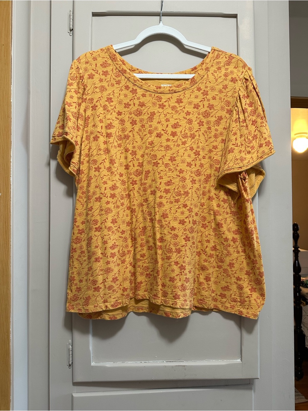 Sonoma Yellow Floral Short Sleeve Top